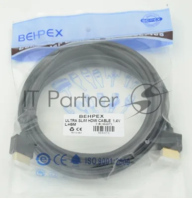 Кабель HDMI Behpex Gold Plated Connector, Ver1.4, Ultra Slim HDMI(19pin)/HDMI(19pin) (5м) феррит.кольца позолоченные контакты