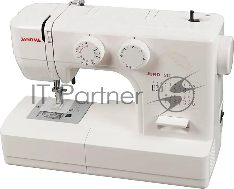 Швейная машина Janome Juno 1512 белый, электромеханическая, горизонтальный, 15 операций, петля полуавтомат