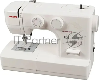Швейная машина Janome Juno 1512 белый, электромеханическая, горизонтальный, 15 операций, петля полуавтомат