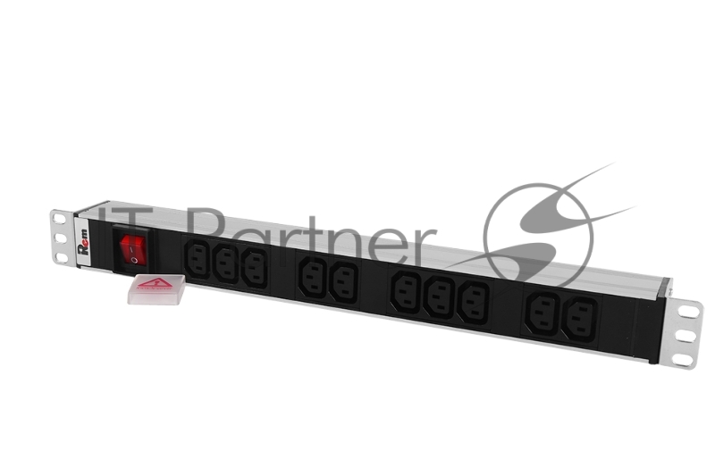 Блок розеток Rem-10 без шнура с выкл., 10 IEC 60320 C13, вход IEC 60320 C14, 10A, алюм., 19"