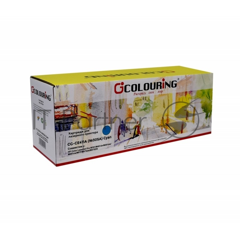 Картридж лазерный Colouring CG-CE411A (№305A) Голубой (2600 стр.) для HP Color LJ Pro M351/Pro MFP M475dn/M451dn/M451nw