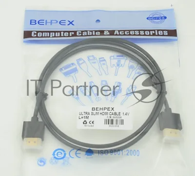 Кабель HDMI Gold Plated Connector, Ver1.4, Ultra Slim HDMI19 (m)/HDMI19 (m) 1м позолоченные контакты