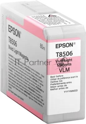 Картридж струйный Epson T8506 светло-пурпурный (80 мл.) для SureColor SC-P800
