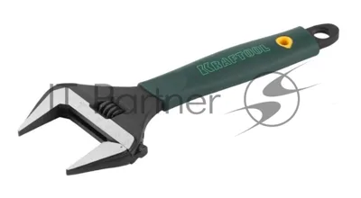 Ключ разводной KRAFTOOLCr-V,фосфатир,эргоном рукоятка из эластомера,увелич зев,угол наклона губок 15град,250мм/10",50мм