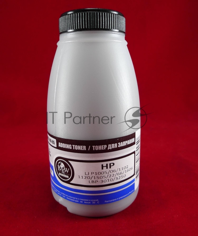 Тонер HP LJ P1005/06/1102/1120/1505/22/66/1606/LBP-3010/3250 (фл. 85г) B&W Premium фас. Россия