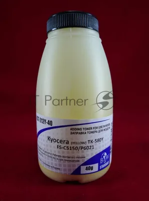 Тонер для Kyocera TK-580Y, FS-C5150/P6021 Yellow (фл. 40г) 2,8K B&W Standart (Tomoegawa) фас. Россия