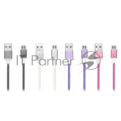 Кабель USB ACD-Style Lightning - USB-A 2-сторонние коннекторы, нейлон, 1м, фиолетовый