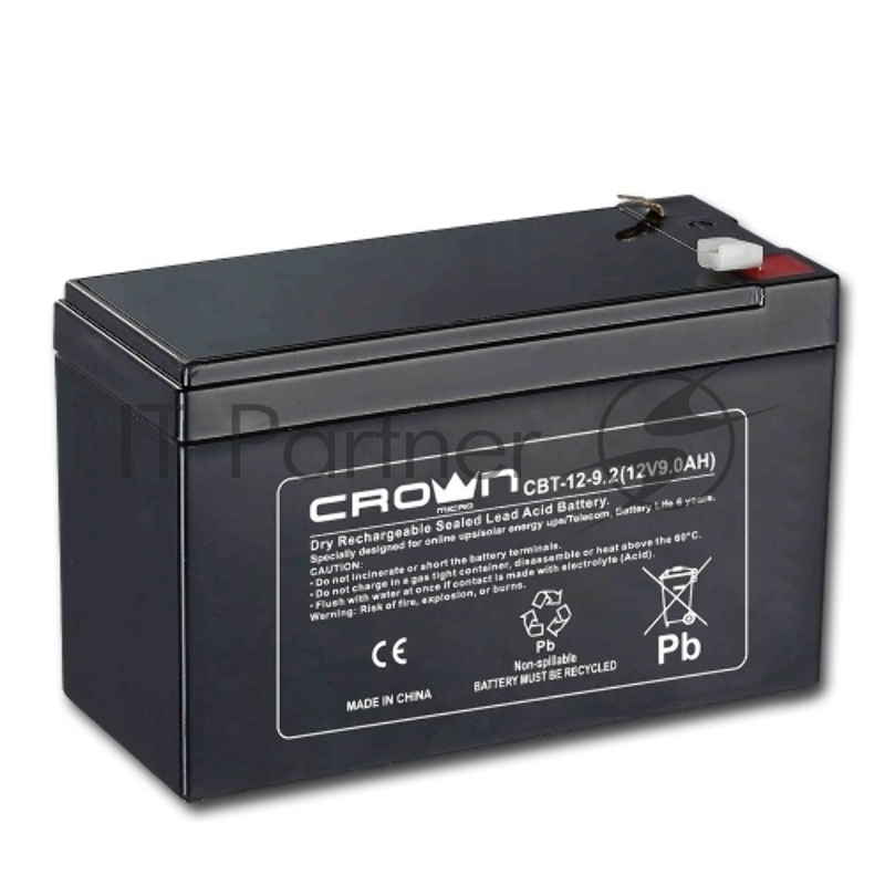 Батарея для ИБП CROWN CBT-12-9.2 (12V 9.2Ah) F2 срок службы 5 лет