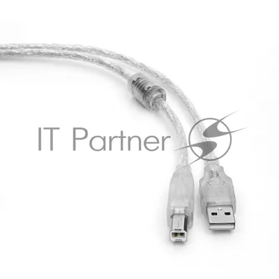 Кабель Cablexpert USB2.0 Pro, AM/BM, 0,75м, экран, 2 феррит.кольца, прозрачный (CCF-USB2-AMBM-TR-0.75M)