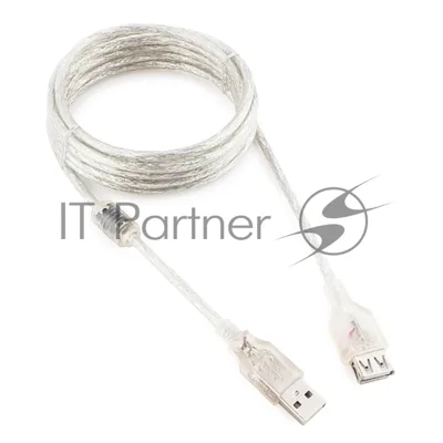 Кабель Cablexpert USB2.0 Pro, AM/AF, 3м, экран, 2 феррит.кольца, прозрачный (CCF-USB2-AMAF-TR-10)