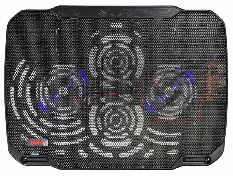 Подставка Buro BU-LCP156-B208 15.6"355x260x21мм 2xUSB 2x 80ммFAN 560г металлическая сетка/пластик черный