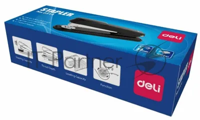 Степлер Deli E0314 24/6 24/8 26/6 (50 листов), ассорти, 150 скоб, металл, коробка