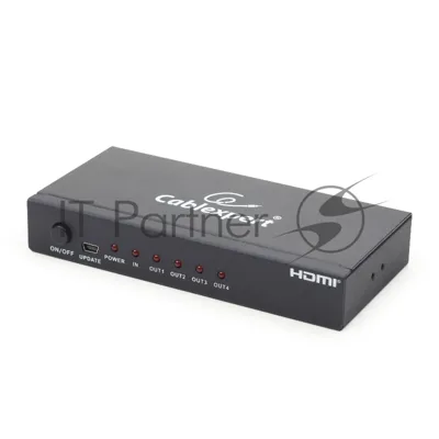 Разветвитель Gembird DSP-4PH4-02 Разветвитель HDMI Cablexpert, HD19F/4x19F, 1 компьютер => 4 монитора, Full-HD, 3D, 1.4v