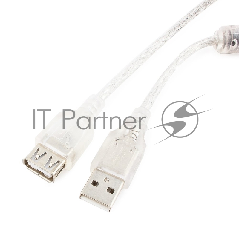 Кабель-удлинитель USB2.0 Pro Cablexpert CCF-USB2-AMAF-TR-15, AM/AF, 4,5м, экран, 2феррит.кольца, прозрачный, пакет