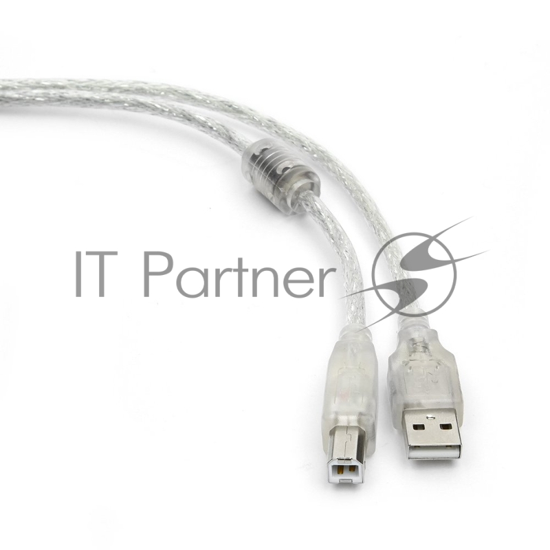 Кабель USB2.0 Pro Cablexpert CCF-USB2-AMBM-TR-6, AM/BM, 1,8м, экран, феррит.кольца, прозрачный, пакет