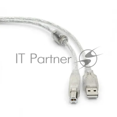 Кабель USB2.0 Pro Cablexpert CCF-USB2-AMBM-TR-6, AM/BM, 1,8м, экран, феррит.кольца, прозрачный, пакет