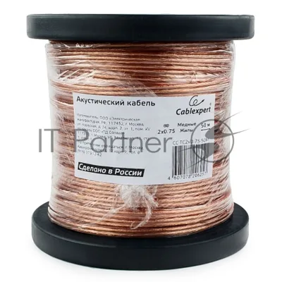 Акустический кабель Cablexpert CC-TC2x0,75-50M, прозрачный, 50 м, на катушке