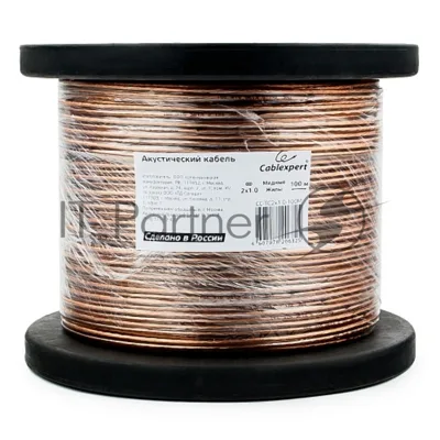 Акустический кабель Cablexpert CC-TC2x1,0-100M, прозрачный, 100 м, на катушке