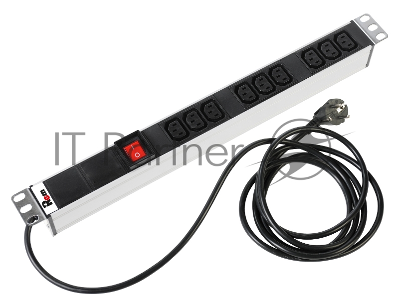 Аксессуар ЦМО Блок розеток Rem-16 с выкл., 9 IEC 60320 C13, 16A, алюм., 19", шнур 1,8 м. (R-16-9C13-V-440-1.8)