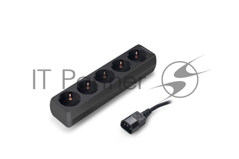 Удлинитель для ИБП ExeGate EX221200RUS SPU-5-0.5B (5 розеток, 0.5м, UPS вилка IEC320-C14, черный)
