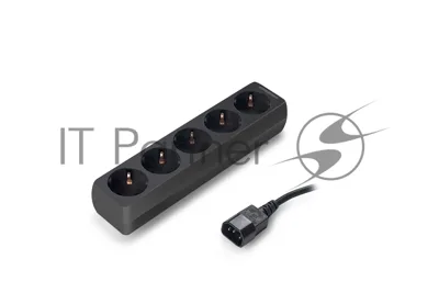 Удлинитель для ИБП ExeGate EX221200RUS SPU-5-0.5B (5 розеток, 0.5м, UPS вилка IEC320-C14, черный)