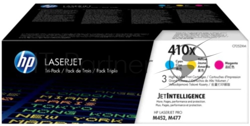 Картридж лазерный комплект HP 410X (CF252XM) голубой/пурпурный/желтый для HP Color LaserJet Pro M377/M452