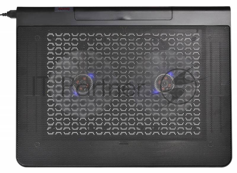 Подставка Buro 17"398x300x29мм 2xUSB 2x 140ммFAN 926г металлическая сетка/пластик черный