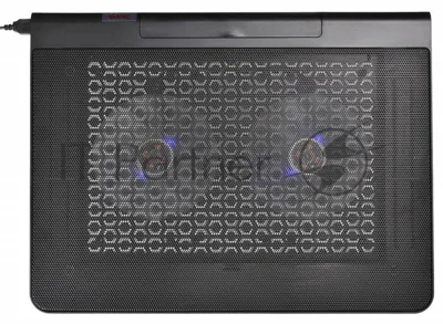 Подставка Buro 17"398x300x29мм 2xUSB 2x 140ммFAN 926г металлическая сетка/пластик черный