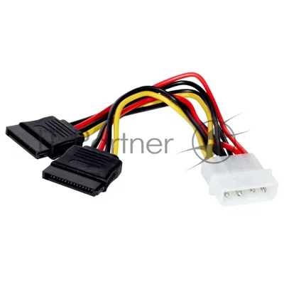 Кабель питания 2xSATA (от разъема Molex (IDE) блока питания), 15 см ExeGate