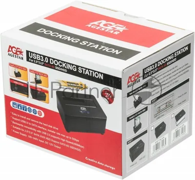 Докстанция 2,5"/3,5" SATAIII AgeStar 3UBT7 (SILVER) USB 3.0, пластик+алюминий, серебристый