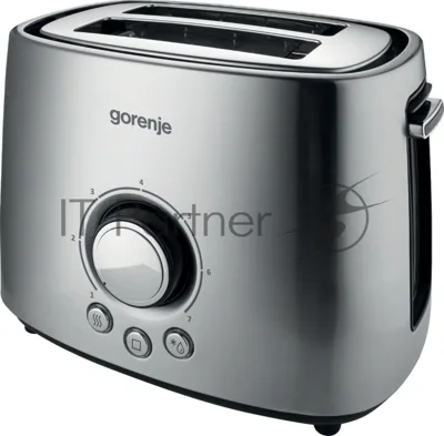 Тостер Gorenje T1000E серебристый/чёрный, 1000 Вт, 2 слота