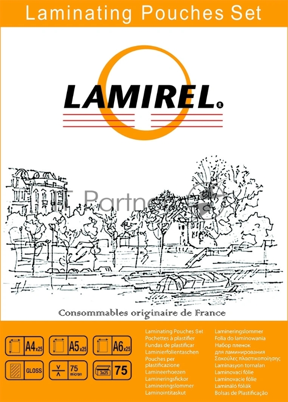 Пленка для ламинирования Lamirel, набор А4, A5, A6 по 25 шт., 75 мкм, 75 шт. в упаковке