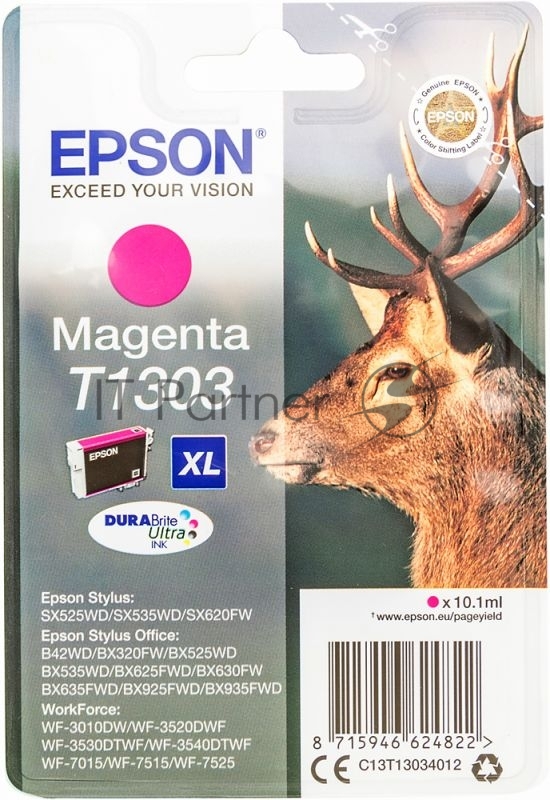 Картридж струйный Epson C13T13034012 пурпурный для Epson SX525WD/SX535WD/B42WD/BX320FW/BX625FWD/BX63