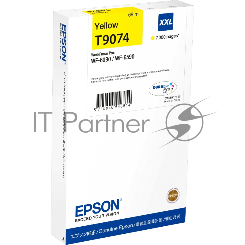 Картридж струйный Epson C13T907440 желтый (7000 стр. 69 мл.) для WorkForce WF-6090DW WF-6090, WF-6590DWF WF-6590
