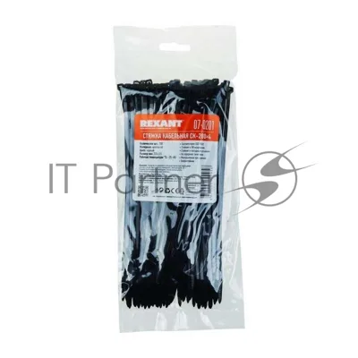 Хомут Rexant nylon 3.6 х 200 мм 100 шт черный
