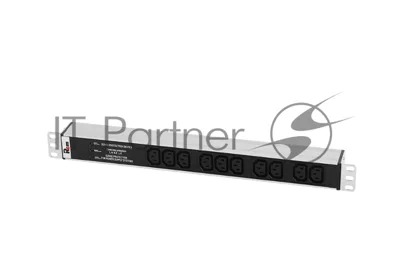 Блок розеток Rem-10 без шнура с фил. и инд., 10 IEC 60320 C13, вход IEC 60320 C14, 10A, алюм., 19" (R-10-10C13-FI-440-Z)