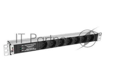 Блок розеток Rem-10 без шнура с фил. и инд., 7 Schuko, вход IEC 60320 C14, 10A, алюм., 19" (R-10-7S-FI-440-Z)