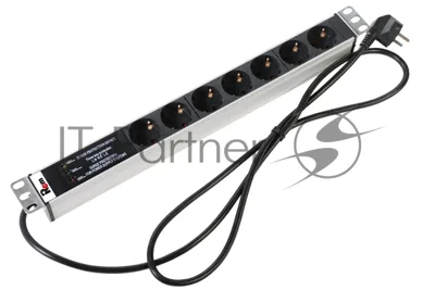 Блок розеток Rem-16 с фил. и инд., 7 Shuko, 16A, алюм., 19", шнур 3 м. (R-16-7S-FI-440-3)