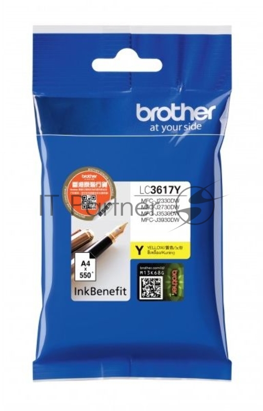 Картридж Brother струйный LC3617Y желтый, 550 стр., для MFC-J3530DW, MFC-J3930DW