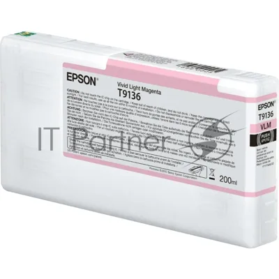 Картридж Epson T9136 (C13T913600) светло-пурпурный (200 мл) для SureColor SC-P5000, SC-P5000V