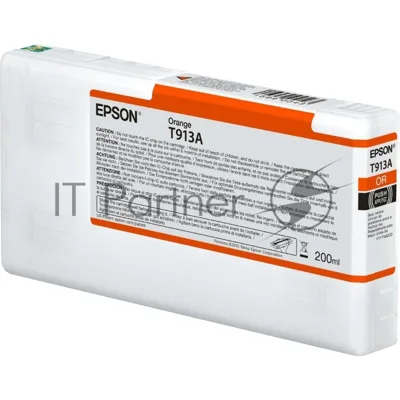 Картридж струйный Epson T913A с оранжевыми чернилами (200ml) для плоттеров SC-P5000 (C13T913A00)