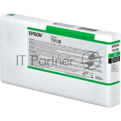 Картридж струйный Epson T913B с зелеными чернилами (200ml) для плоттеров SC-P5000 (C13T913B00)