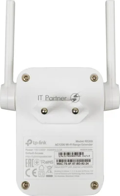 Двухдиапазонный усилитель беспроводного сигнала TP-Link (ретранслятор), 867 Мбит/с на 5 ГГц + 300 Мбит/с на 2,4 ГГц (SOHO RE305) поставляется без кабеля RJ-45