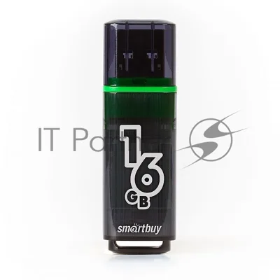 Флешка USB Smartbuy Glossy series Dark Grey (SB16 GbGS-DG), 16Gb, USB 3.0, R/W 75/30, серый/зеленый