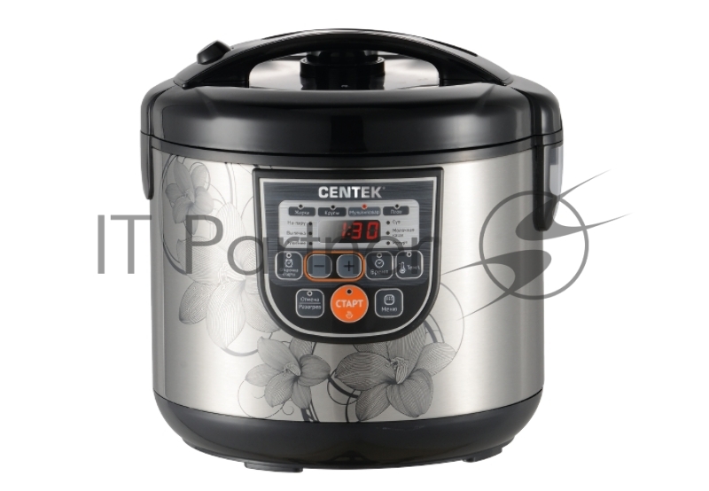 Мультиварка Centek CT-1498 (черный, сталь) 700Вт, 5.0л, 10 программ + 28 программ Мультишеф