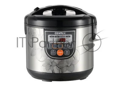 Мультиварка Centek CT-1498 (черный, сталь) 700Вт, 5.0л, 10 программ + 28 программ Мультишеф