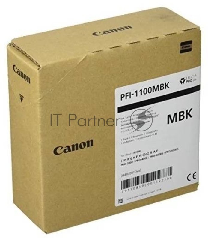Картридж струйный Canon PFI-1100 MBK (0849C001) матовый черный (160 мл.) для Canon imagePROGRAF PRO-2000, PRO-4000, PRO-4000S, PRO-6000S