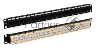 Монтажное оборудование Hyperline PP3-19-24-8P8C-C6-110D Патч-панель 19", 1U, 24 порта RJ-45, категория 6, Dual IDC, ROHS, цвет черный (задний кабельный организатор в комплекте)