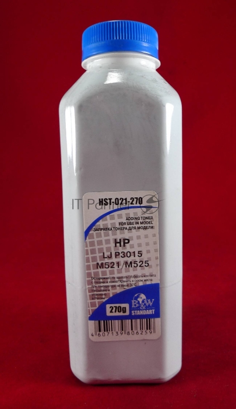 Тонер HP LJ P3015/M521/M525 (фл. 270г) B&W Standart фас. Россия