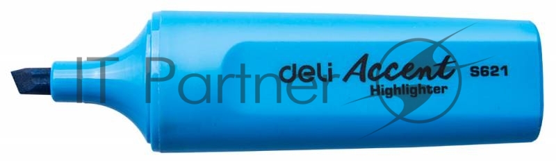 Маркер текстовой Deli ES621blue, скошенный пишущий наконечник, 1-5мм, колпачок с клипом синий